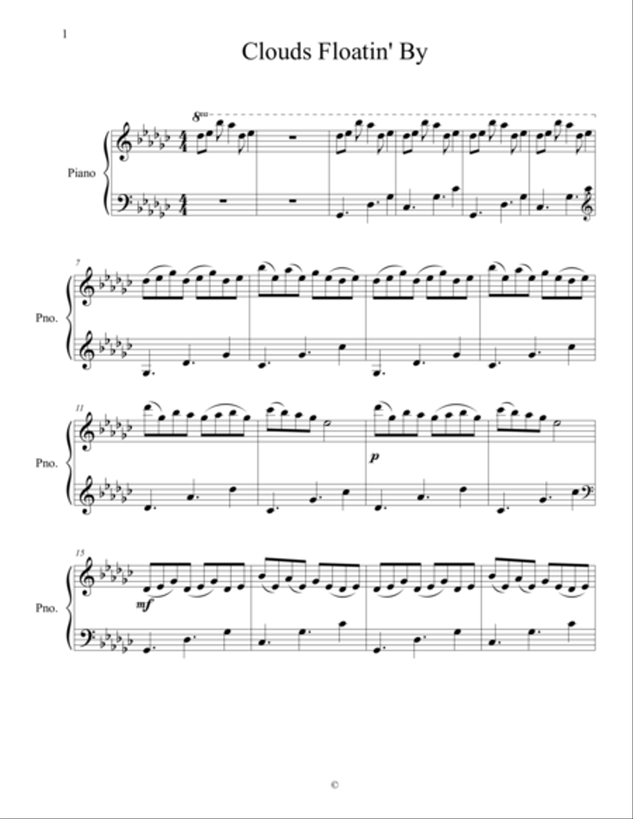 Clouds FLoatin' By Piano Solo scores gallery preview page 1