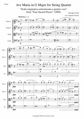 Ave Maria in G Major for String Quartet