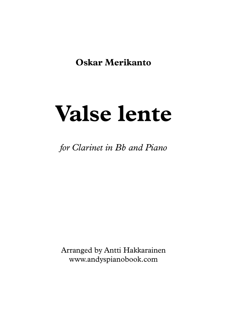 Valse Lente - Clarinet & Piano Clarinet Solo scores gallery preview page 1