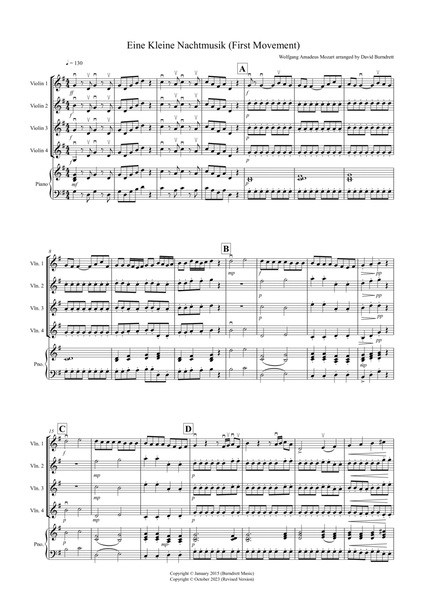 Eine Kleine Nachtmusik (1st movement) for Violin Quartet image number null