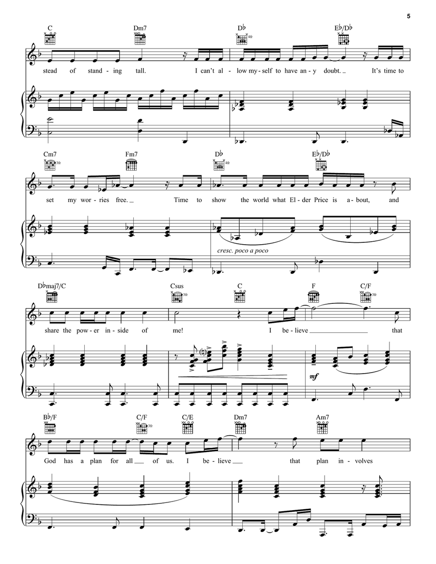I Believe (from The Book of Mormon) Piano, Vocal, Guitar scores gallery preview page 5
