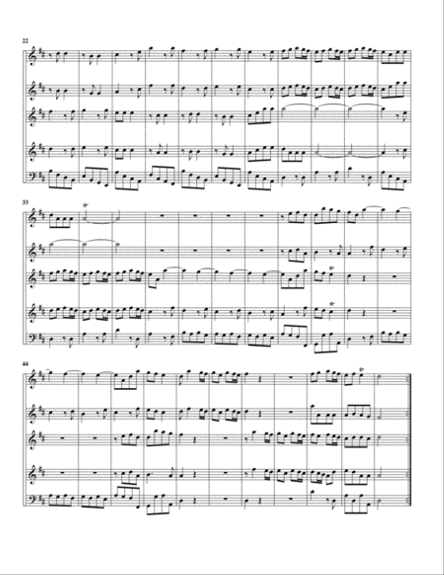 Quintet for 2 voice flutes, 2 flutes and basso continuo in B minor Small Ensemble scores gallery preview page 6