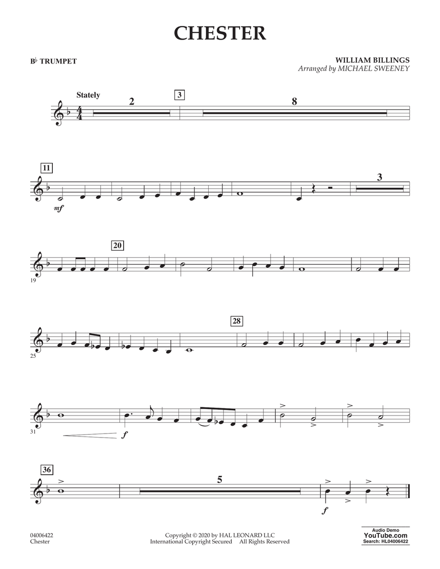 Chester (arr. Michael Sweeney) - Bb Trumpet Concert Band scores gallery preview page 1
