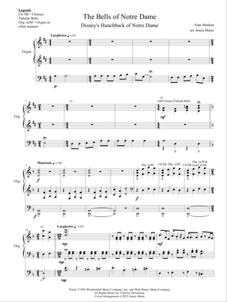 The Bells Of Notre Dame Organ Solo scores gallery preview page 2