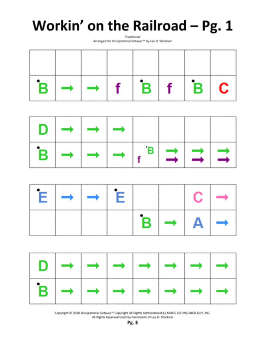 Occupational Octaves Piano™ Supplement 1.4 (Three Blind Mice, Workin' on the Railroad, and 90's Ro