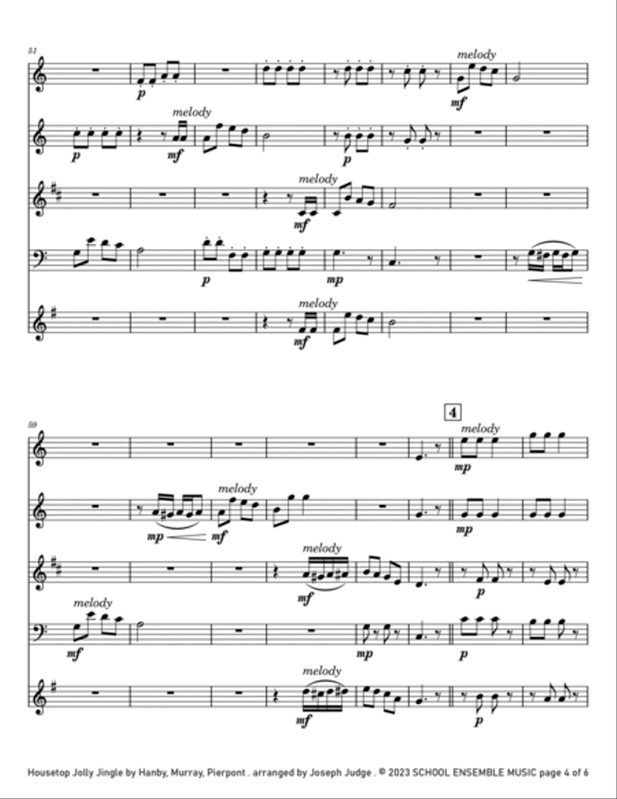 Housetop Jolly Jingle for Woodwind Quartet in Schools Woodwind Quartet scores gallery preview page 4