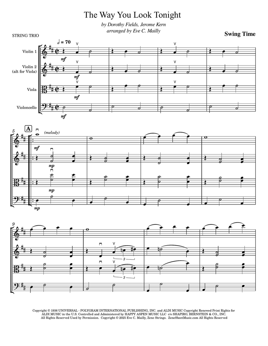 The Way You Look Tonight String Trio scores gallery preview page 1