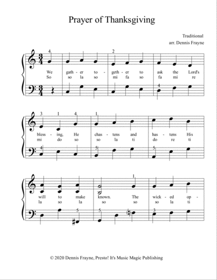 Prayer of Thanksgiving Prayer of Thanksgiving Voice scores gallery preview page 1