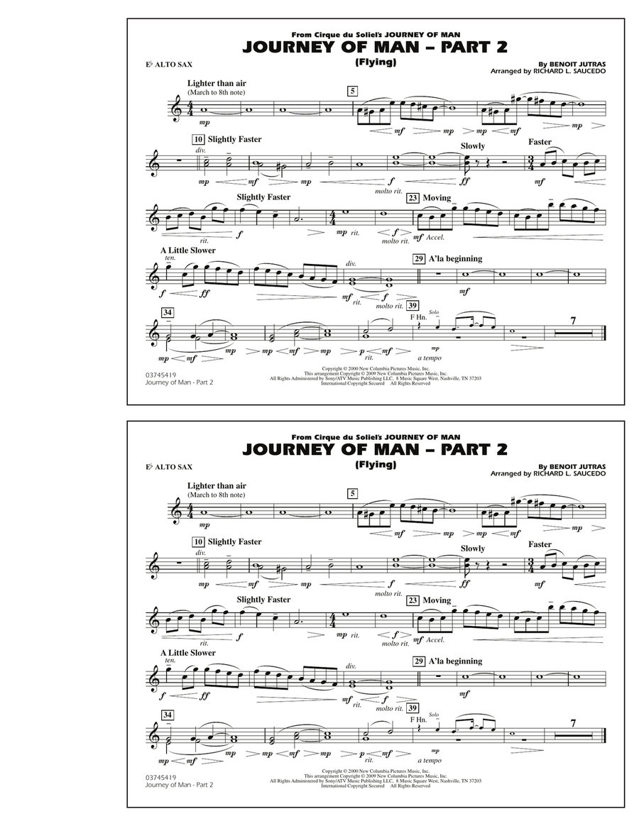 Journey of Man - Part 2 (Flying) - Eb Alto Sax Marching Band scores gallery preview page 1