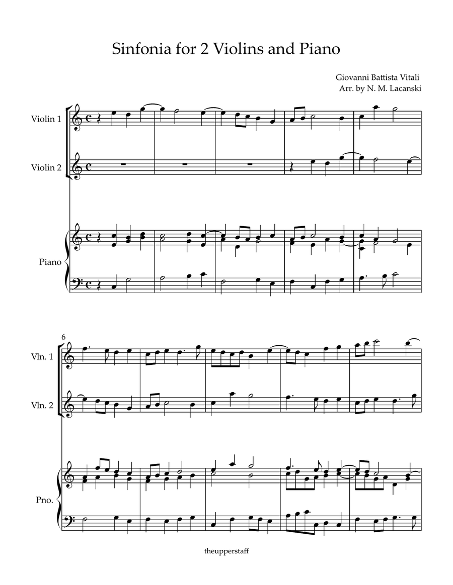 Sinfonia for 2 Violins and Piano by Nick Lacanski Violin Solo - Digital Sheet Music page 2