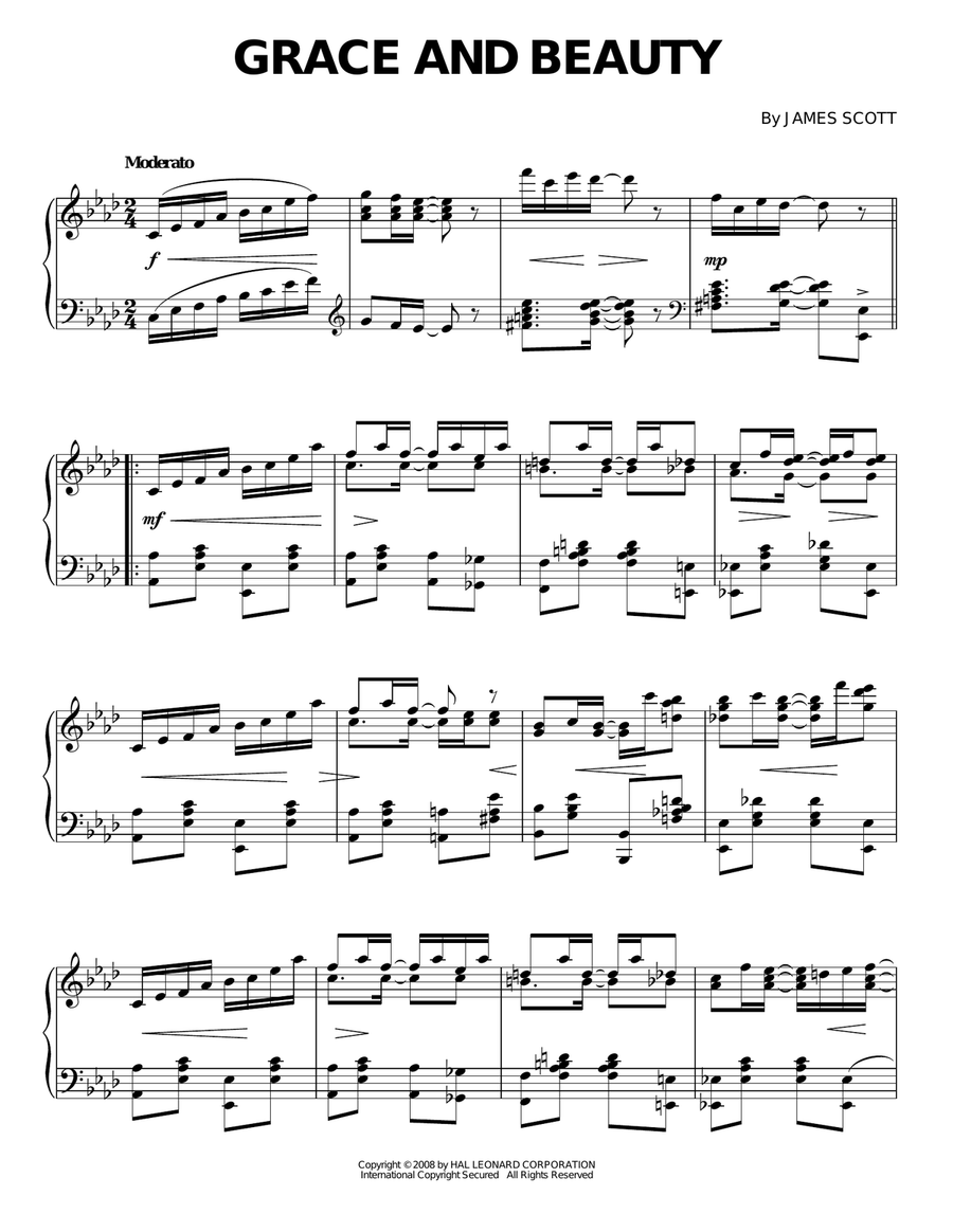 Grace And Beauty Grace And Beauty Piano Solo scores gallery preview page 1