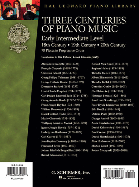 Three Centuries of Piano Music: 18th, 19th & 20th Centuries