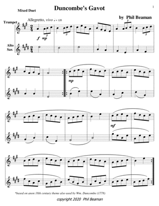 Duncombe's Gavot-mixed Duet 5-trumpet/alto sax