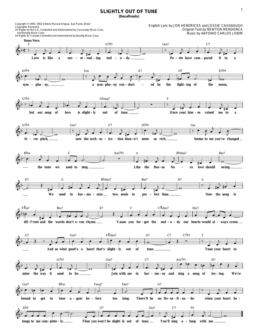Slightly Out Of Tune (Desafinado) Electric Guitar scores gallery preview page 1