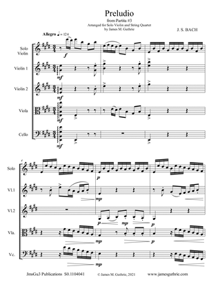 BACH: Preludio from Partita No. 3 BWV 1006.1 for Solo Violin & String Quartet