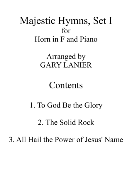 MAJESTIC HYMNS, SET I (Duets for Horn in F & Piano) image number null
