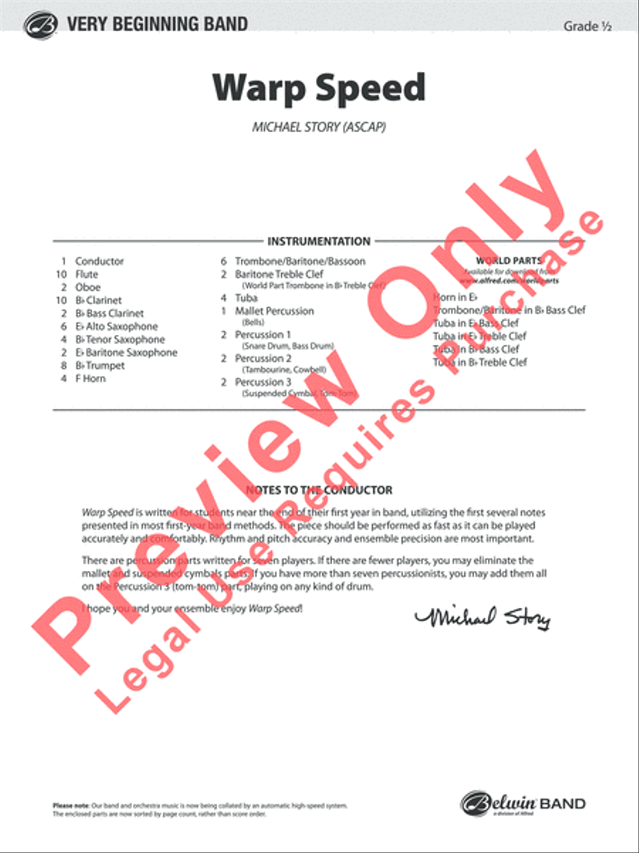Warp Speed Concert Band scores gallery preview page 2