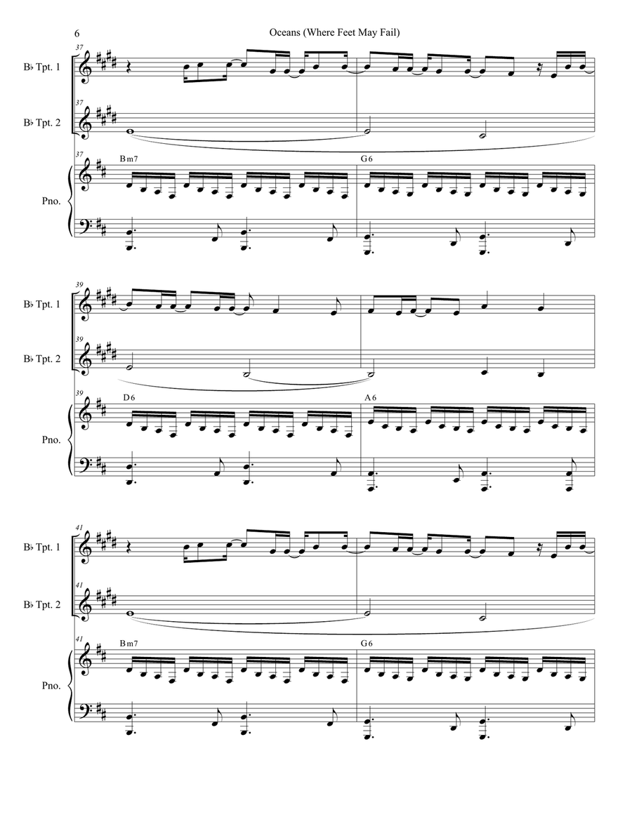 Oceans (Where Feet May Fail) Trumpet Duet scores gallery preview page 6
