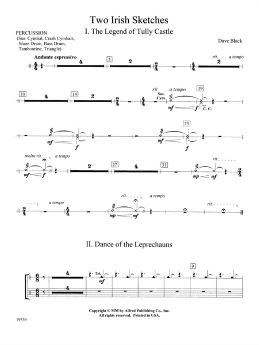 Two Irish Sketches: 1st Percussion Concert Band scores gallery preview page 1
