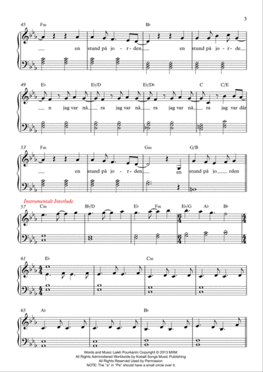 En Stund Pa Jorden Voice scores gallery preview page 3