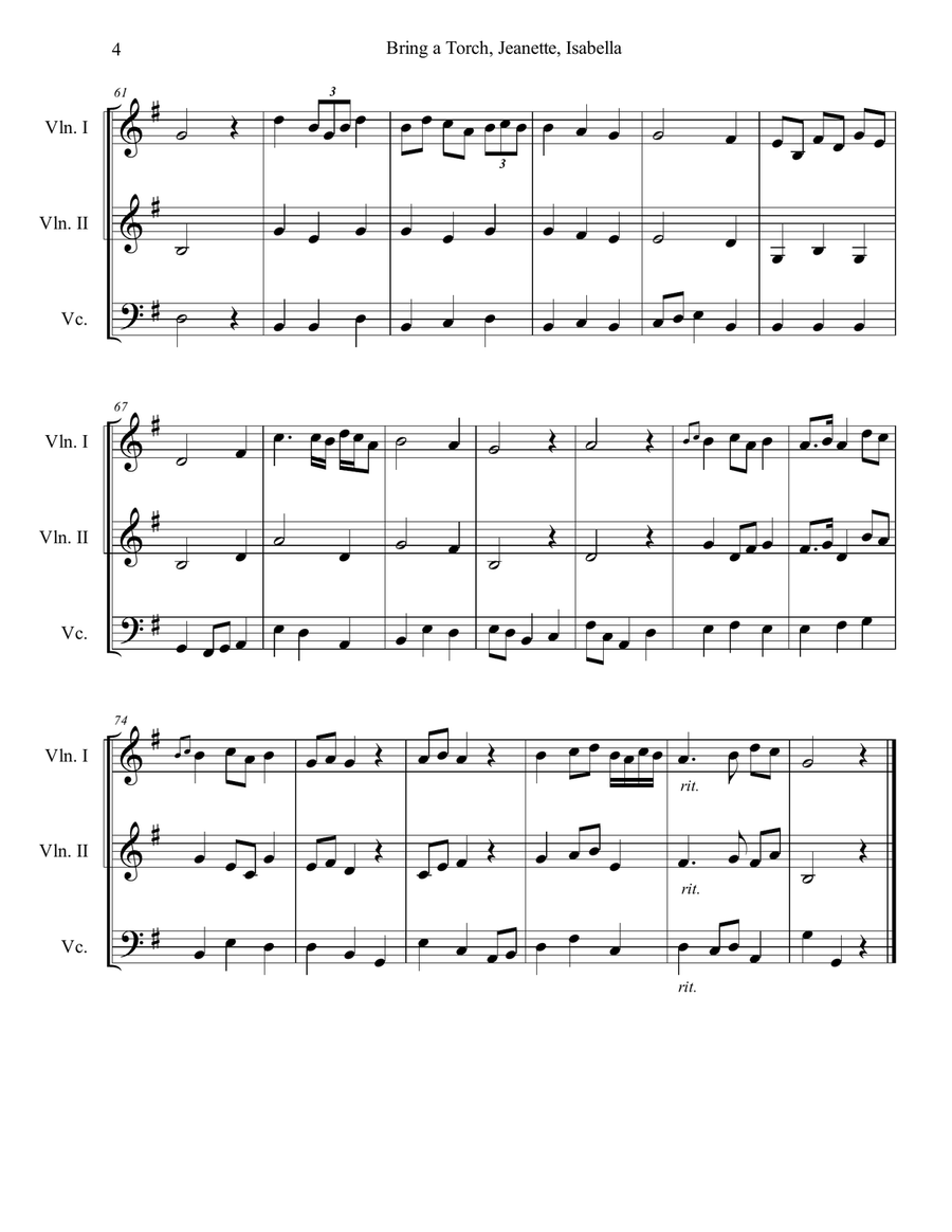 Bring a Torch, Jeanette, Isabella String Trio scores gallery preview page 4