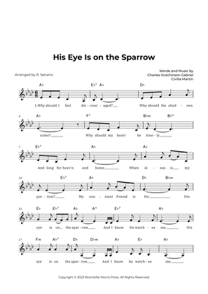 Book cover for His Eye Is on the Sparrow (Key of A-Flat Major)
