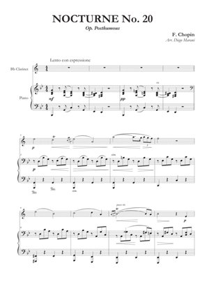 Book cover for Nocturne No. 20 for Clarinet and Piano