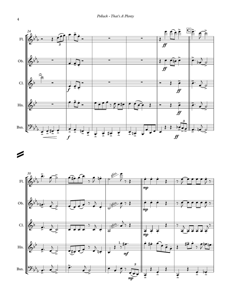 That's a Plenty for Wind Quintet Woodwind Quintet scores gallery preview page 4