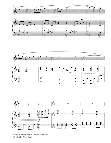 SWEET HOUR OF PRAYER (Duet – Violin & Piano with Score/Part) image number null