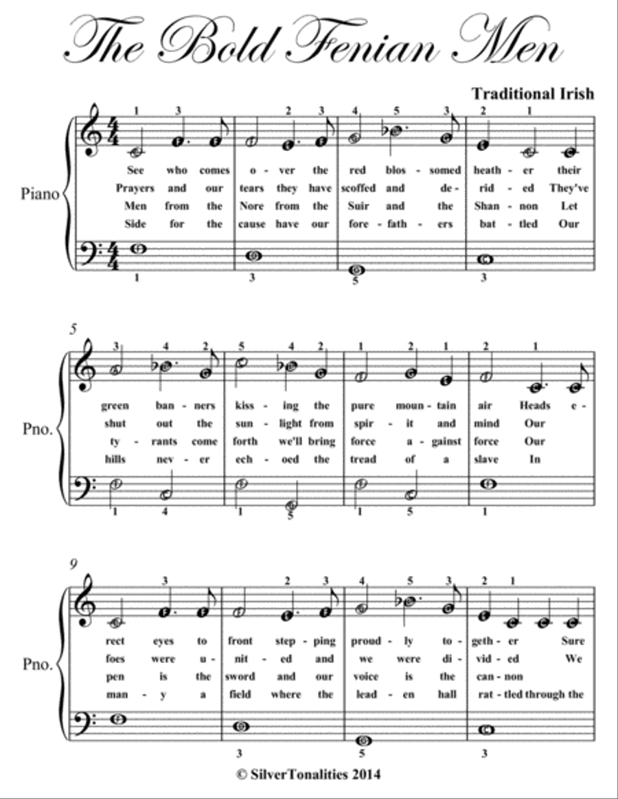 Bold Fenian Men Easiest Piano Sheet Music Easy Piano scores gallery preview page 2