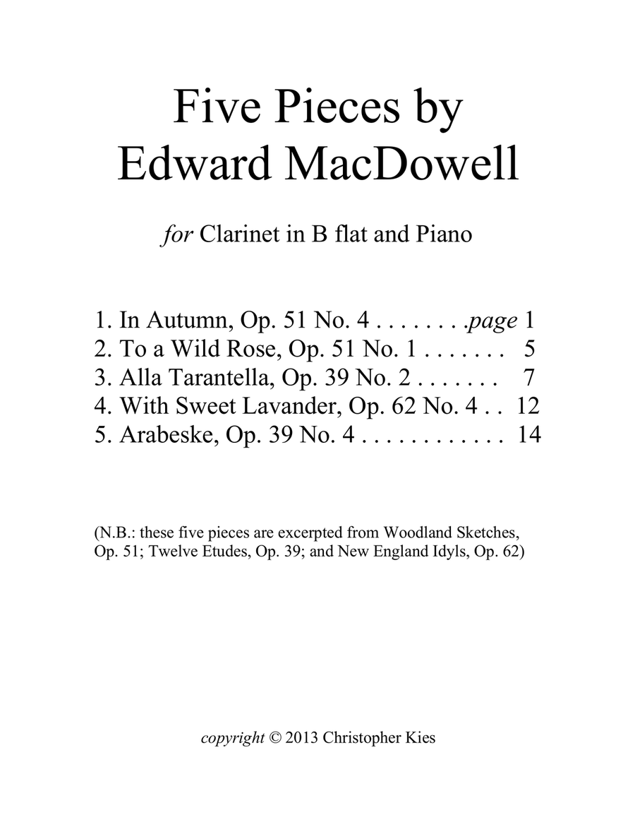 Five Pieces by Edward MacDowell Woodwind Duet scores gallery preview page 2