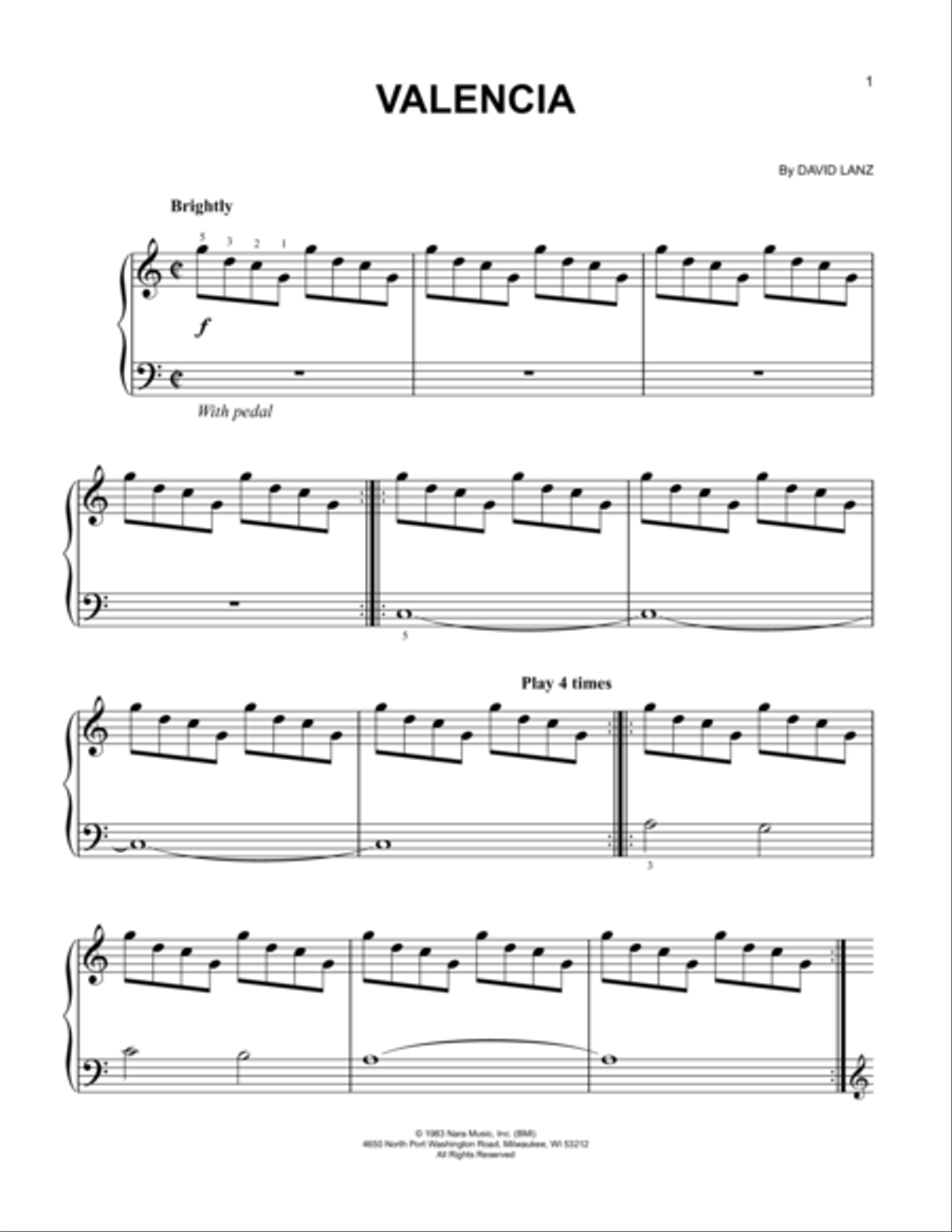 Valencia Valencia Easy Piano scores gallery preview page 1