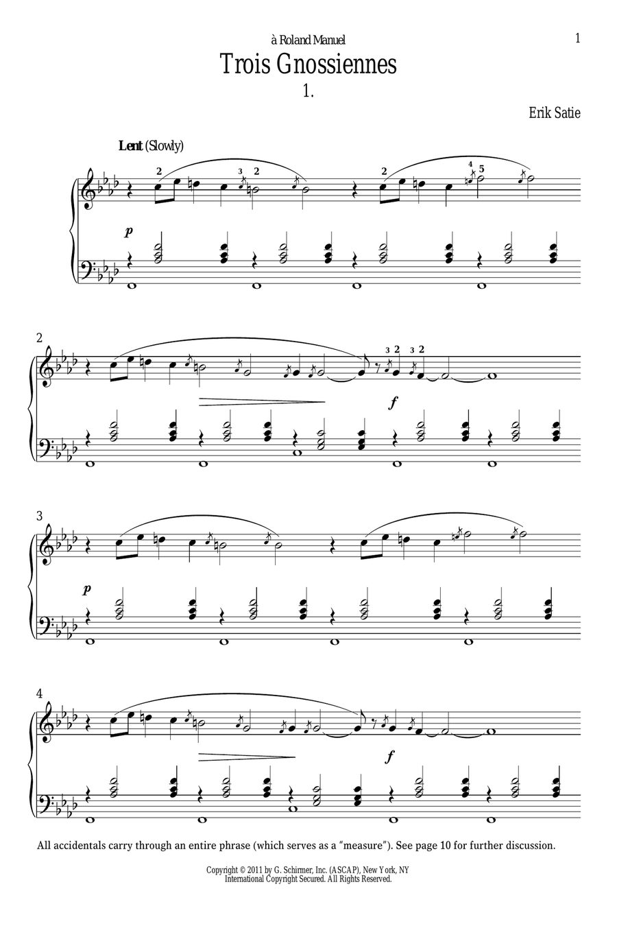 Gnossienne No. 1 Piano Solo scores gallery preview page 1
