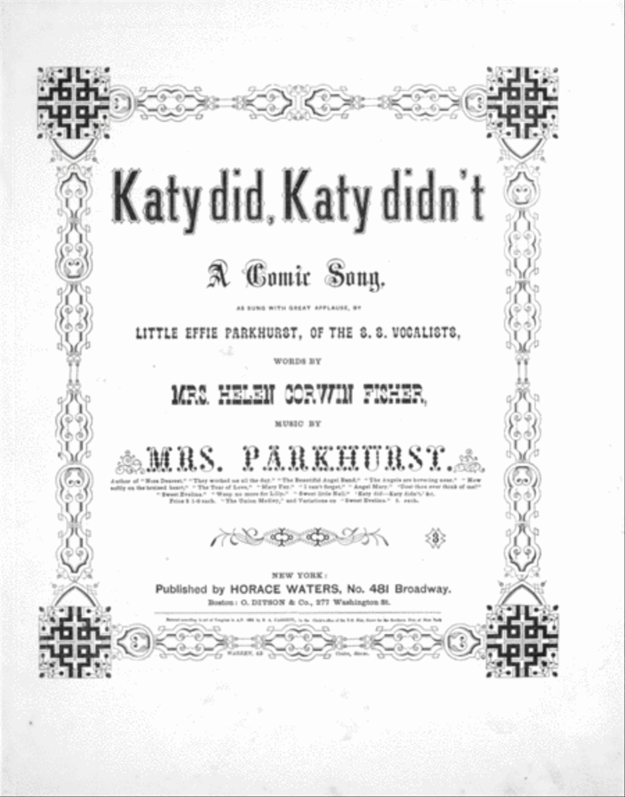 Katy did, Katy Didn't. A Comic Song Voice scores gallery preview page 1