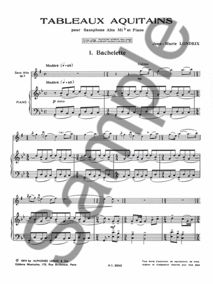 Bachelette (saxophone-alto & Piano)