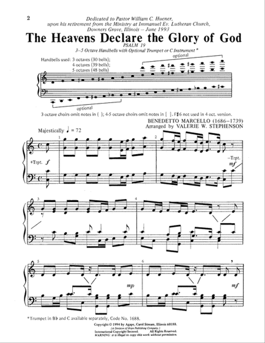 The Heavens Declare the Glory of God Handbell Choir scores gallery preview page 2