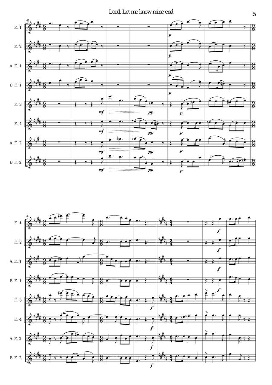 Lord, let me know mine end for flute octet or flute choir Flute Choir scores gallery preview page 5