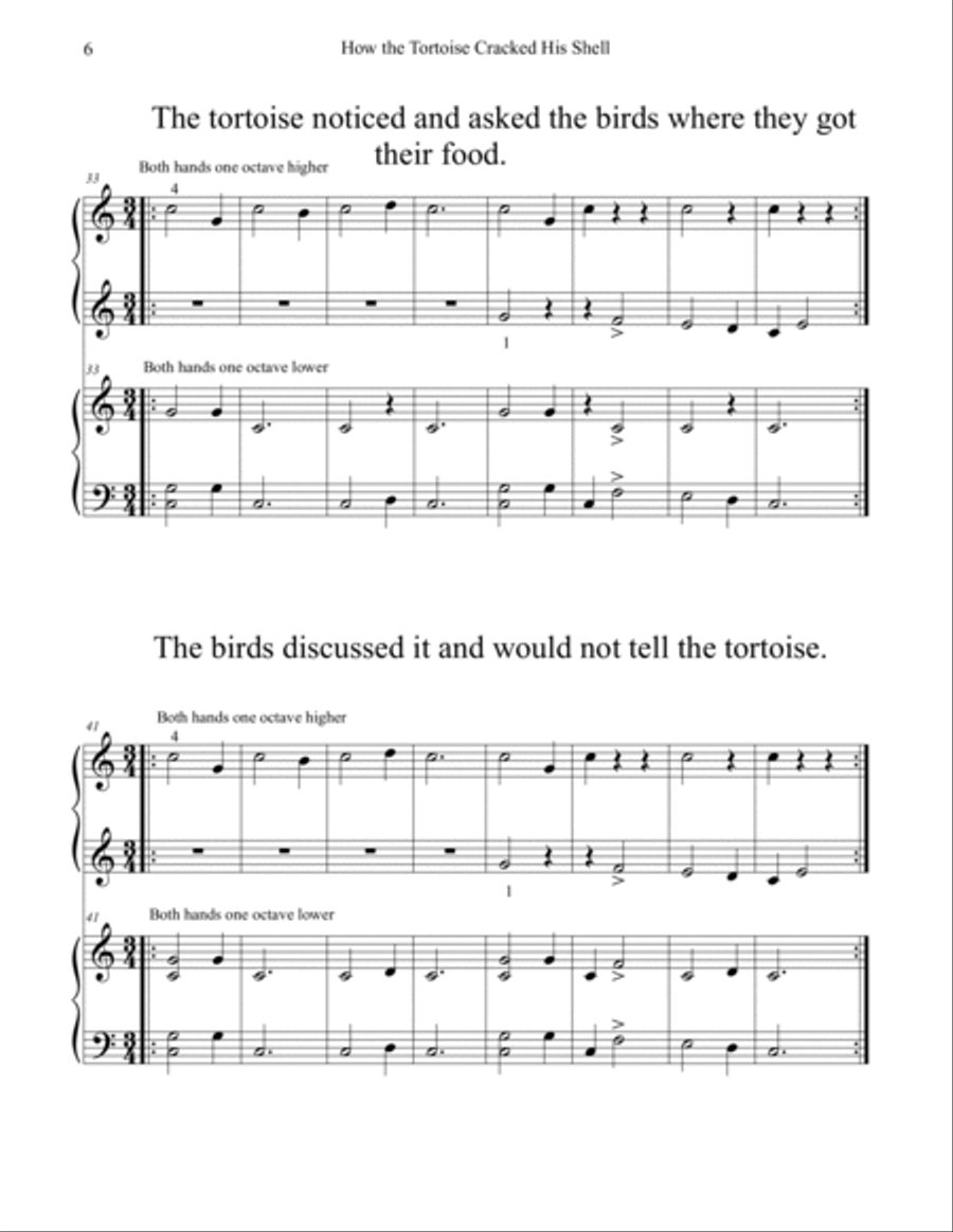 How the Tortoise Cracked His Shell Easy Piano scores gallery preview page 6