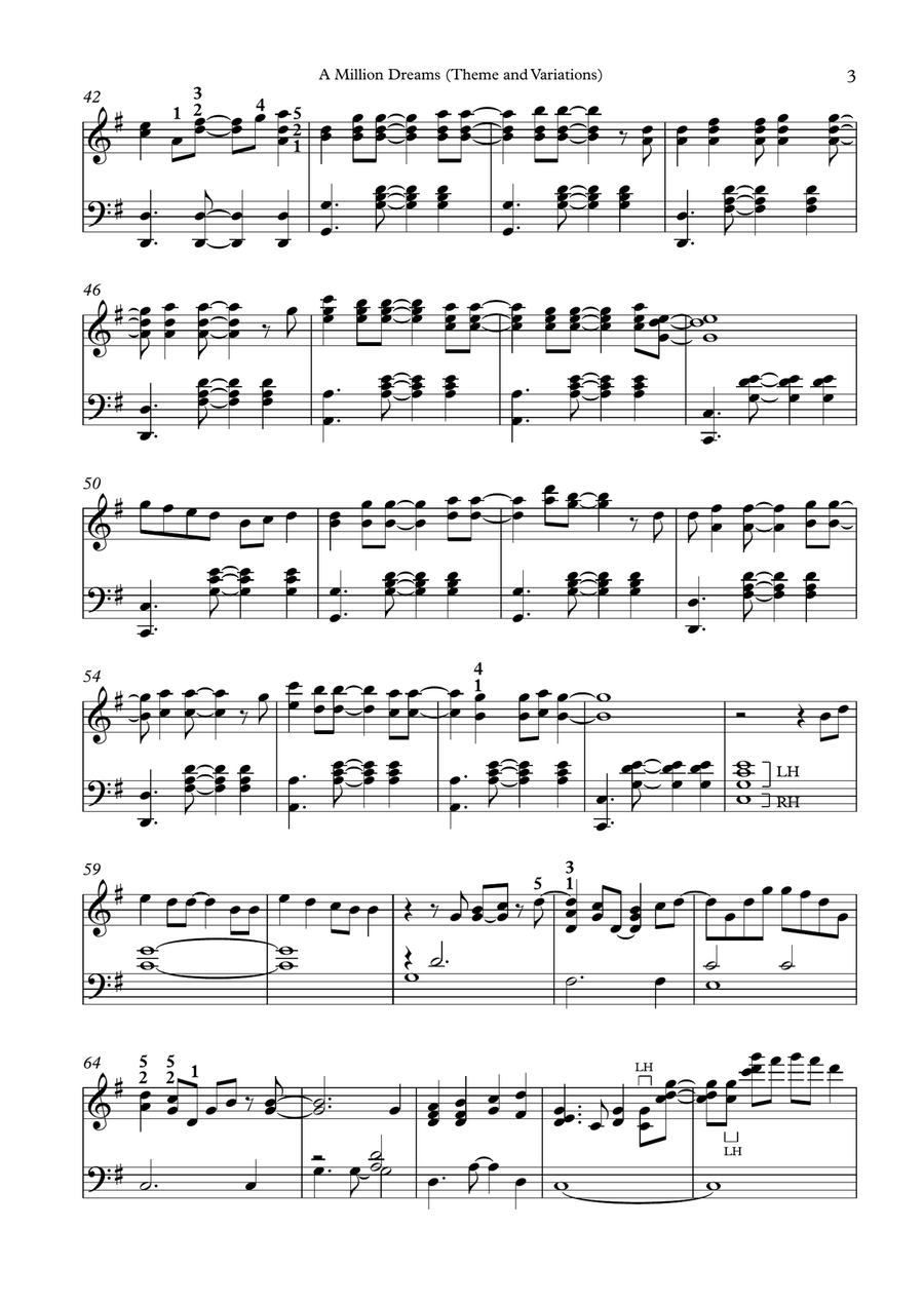 A Million Dreams Piano Solo scores gallery preview page 3