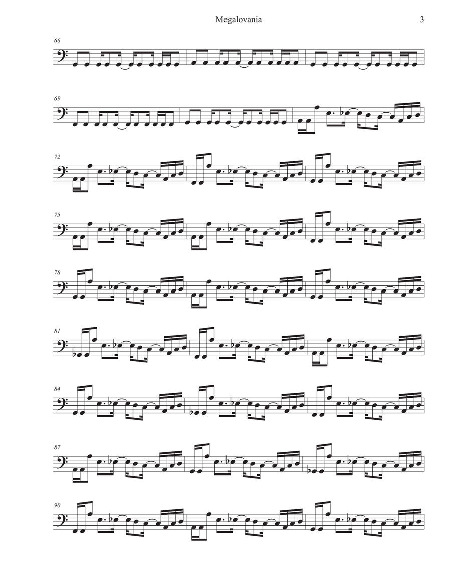 MEGALOVANIA (from Undertale) Cello Solo scores gallery preview page 3