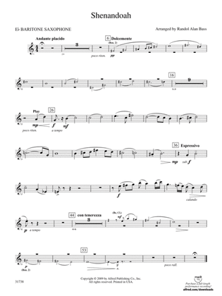 Book cover for Shenandoah: E-flat Baritone Saxophone