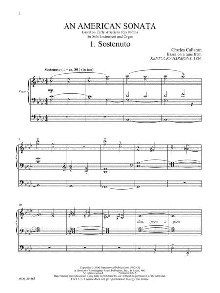 An American Sonata for Solo Instrument and Organ image number null