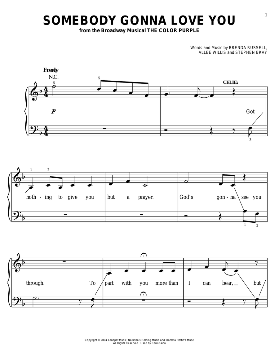 Somebody Gonna Love You Voice scores gallery preview page 1