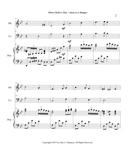 Christmas Medley (What Child is This / Away in a Manger): Trio for Oboe, Cello and Piano image number null