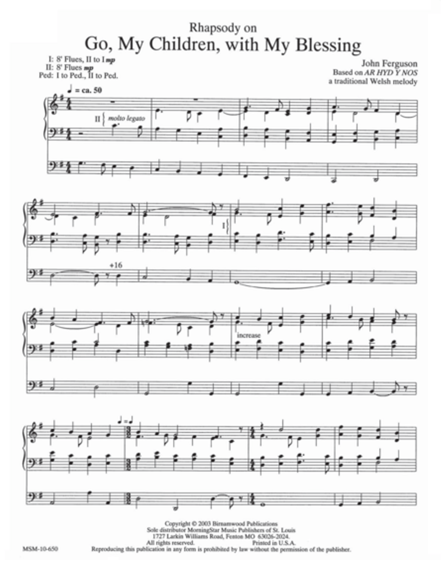 Rhapsody on Go, My Children, with My Blessing Organ scores gallery preview page 1