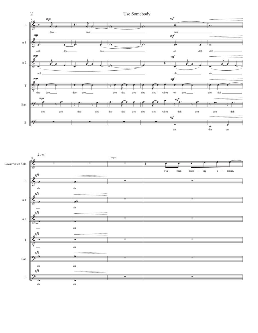Use Somebody 4-Part scores gallery preview page 2