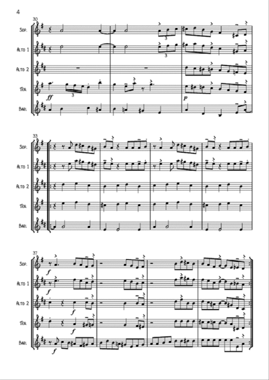 Eine Kleine Nachtmusik (with a swing!) Eine Kleine Nachtmusik (with a swing!) Saxophone Quartet scores gallery preview page 4
