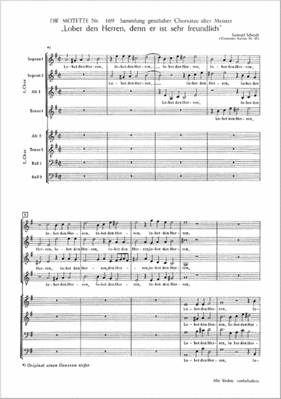 Lobet den Herren, denn er ist sehr Choir scores gallery preview page 1