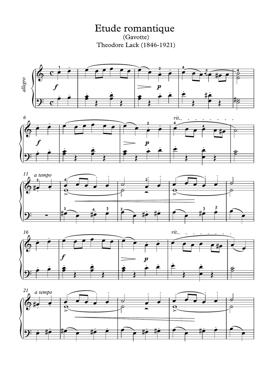 A romantique Etude by Theodore Lack Piano Method scores gallery preview page 1