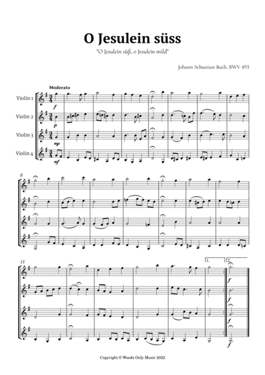 O Jesulein süss by Bach for Violin Quartet image number null